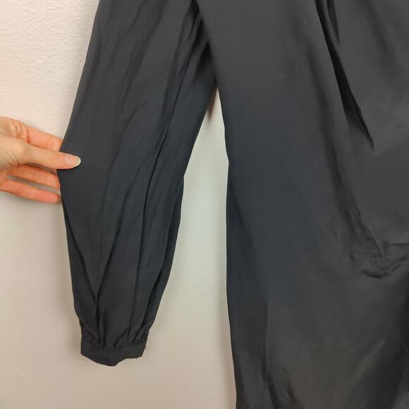 Trina Turk One Shoulder Dress Womens 2 100% Silk Black Beaded Mini Cocktail - Picture 2 of 8